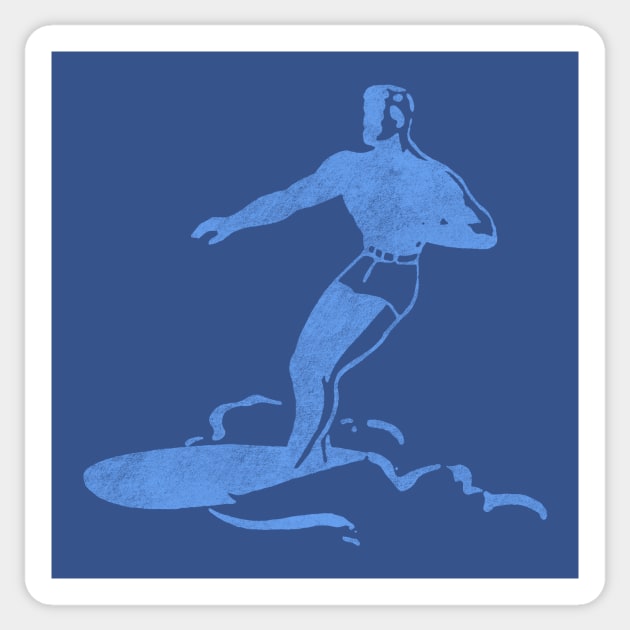 Retro Surfer Dude (Distressed Graphic Version) Sticker by vokoban